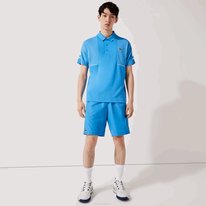 bleu blanc 8px V6HV1595 Hommes Lacoste short sport à bandes latérales imprimées