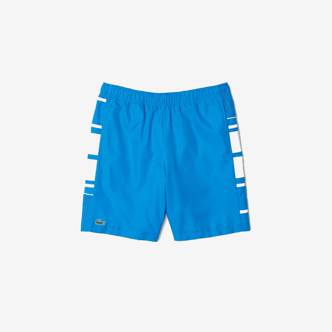 bleu blanc 8px V6HV1595 Hommes Lacoste short sport à bandes latérales imprimées