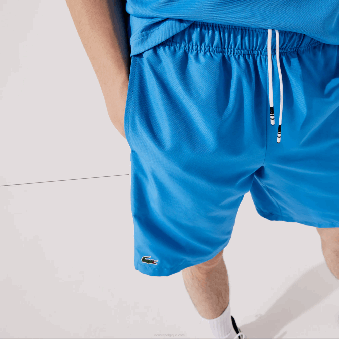 bleu blanc 8px V6HV1595 Hommes Lacoste short sport à bandes latérales imprimées