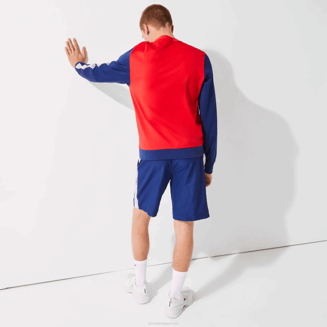 bleu blanc emj V6HV1505 Hommes Lacoste short à bandes latérales avec logo sport