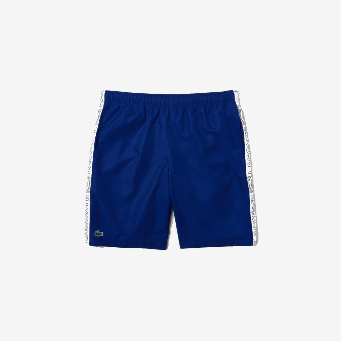 bleu blanc emj V6HV1505 Hommes Lacoste short à bandes latérales avec logo sport