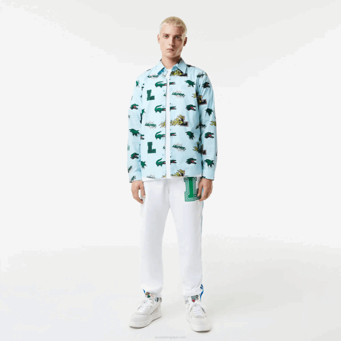 bleu blanc ep V6HV1574 Hommes Lacoste chemise coupe classique à imprimé crocodile