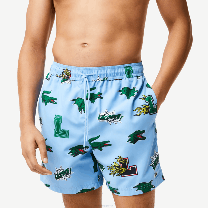 bleu blanc ep V6HV1669 Hommes Lacoste maillot de bain doublé en filet