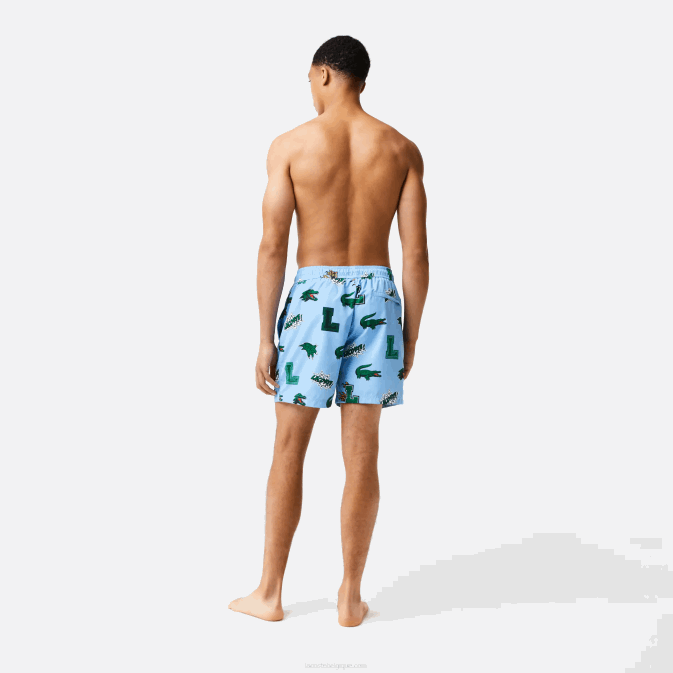 bleu blanc ep V6HV1669 Hommes Lacoste maillot de bain doublé en filet