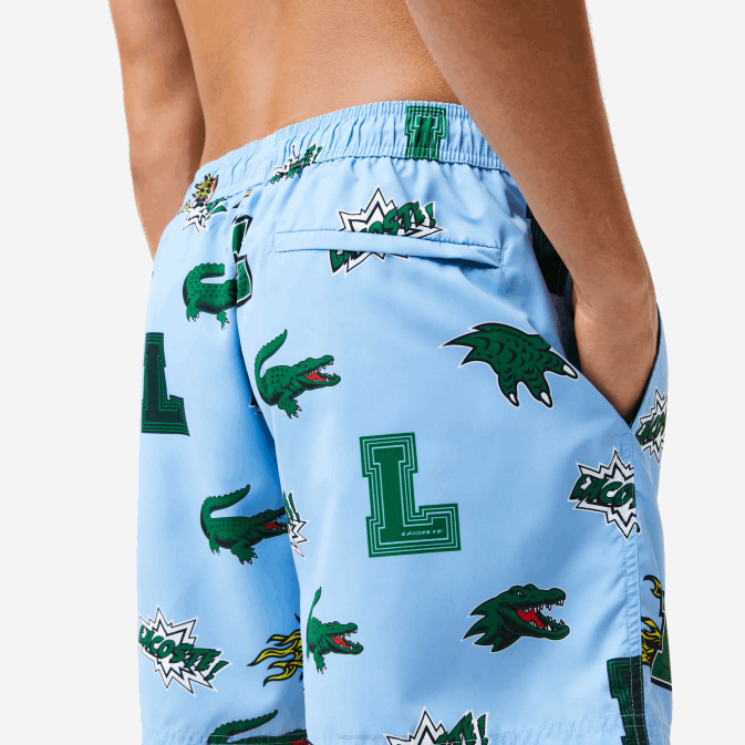 bleu blanc ep V6HV1669 Hommes Lacoste maillot de bain doublé en filet