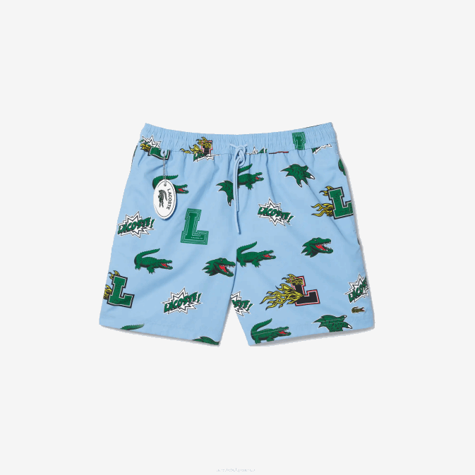 bleu blanc ep V6HV1669 Hommes Lacoste maillot de bain doublé en filet