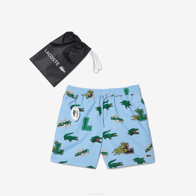 bleu blanc ep V6HV1669 Hommes Lacoste maillot de bain doublé en filet