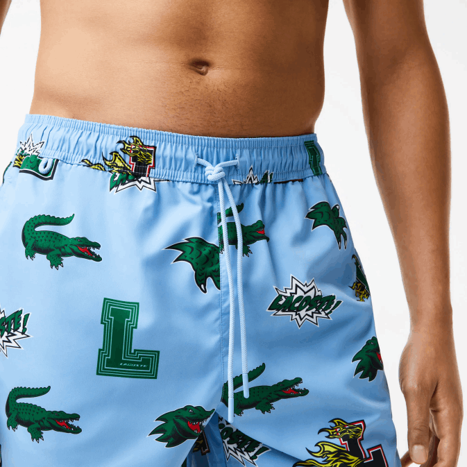 bleu blanc ep V6HV1669 Hommes Lacoste maillot de bain doublé en filet