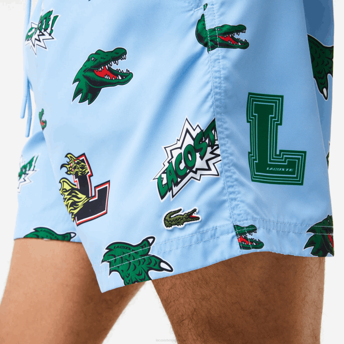bleu blanc ep V6HV1669 Hommes Lacoste maillot de bain doublé en filet