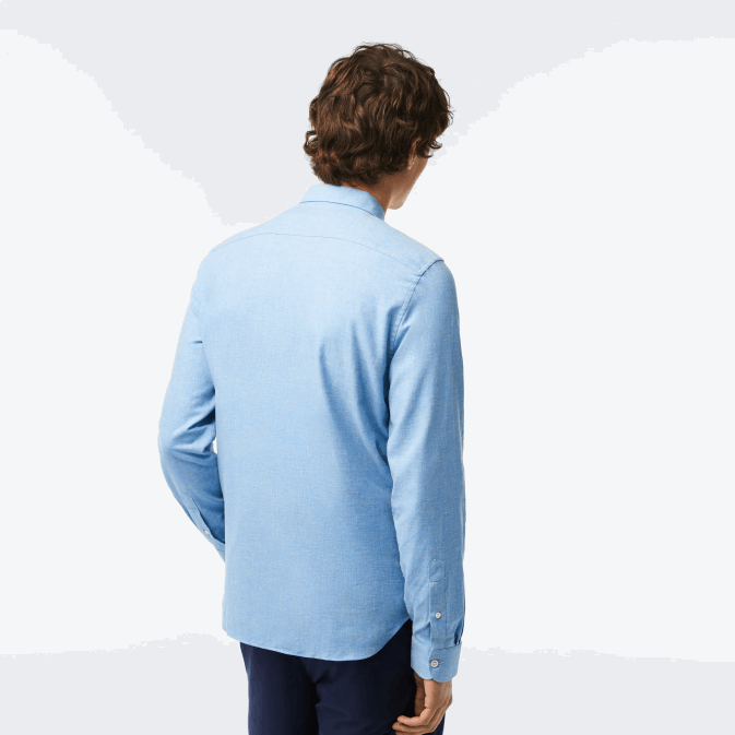 bleu blanc fv2 V6HV1520 Hommes Lacoste chemise cintrée en chambray de coton