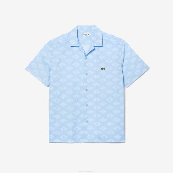 bleu blanc fv2 V6HV508 Hommes Lacoste chemise à motif monogrammé