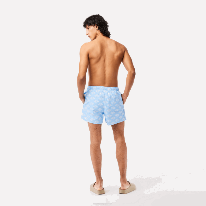bleu blanc fv2 V6HV529 Hommes Lacoste maillot de bain bicolore à motif monogrammé