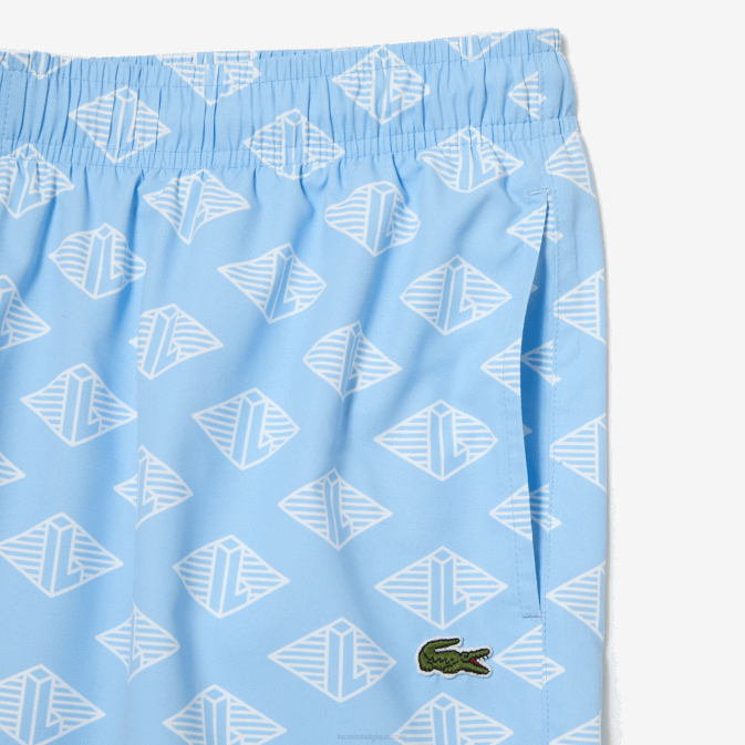bleu blanc fv2 V6HV529 Hommes Lacoste maillot de bain bicolore à motif monogrammé