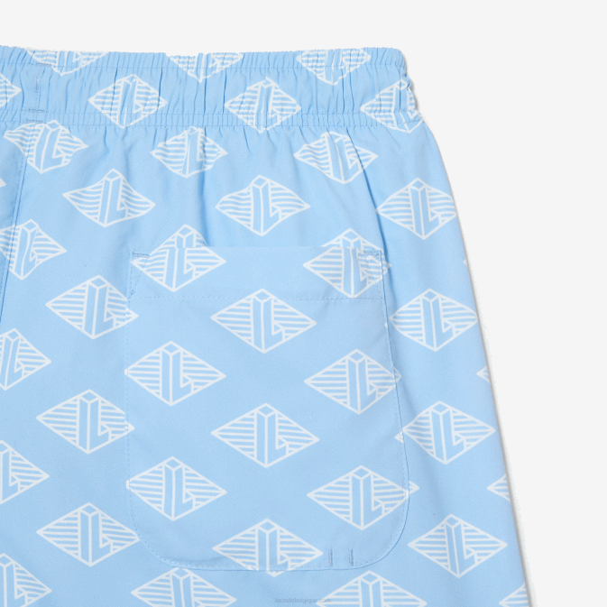 bleu blanc fv2 V6HV529 Hommes Lacoste maillot de bain bicolore à motif monogrammé