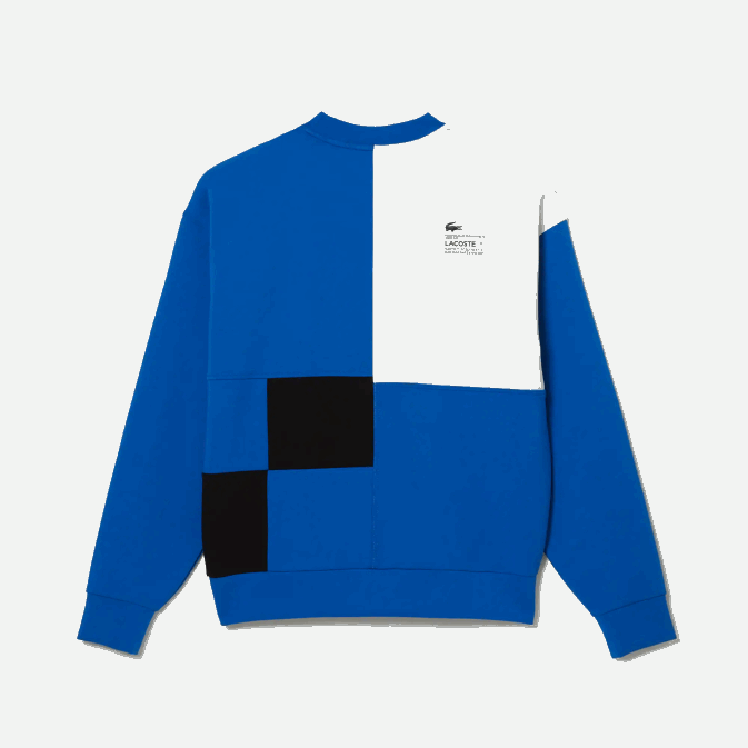bleu blanc nne V6HV956 Hommes Lacoste sweat ample effet patchwork