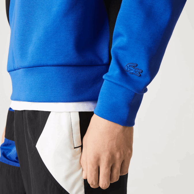 bleu blanc nne V6HV956 Hommes Lacoste sweat ample effet patchwork