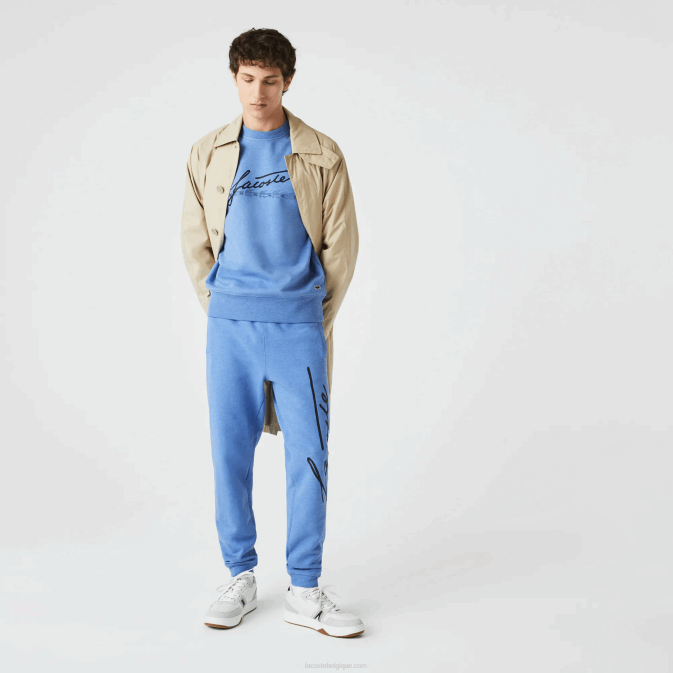 bleu chiné hg3 V6HV1067 Hommes Lacoste pantalon de jogging en molleton de coton imprimé signature et crocodile