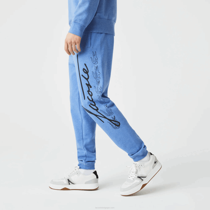 bleu chiné hg3 V6HV1067 Hommes Lacoste pantalon de jogging en molleton de coton imprimé signature et crocodile