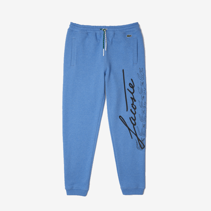 bleu chiné hg3 V6HV1067 Hommes Lacoste pantalon de jogging en molleton de coton imprimé signature et crocodile