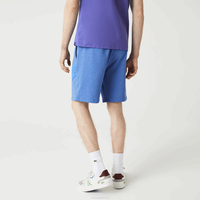 bleu chiné hg3 V6HV1419 Hommes Lacoste short oversize en molleton de coton bio imprimé crocodile