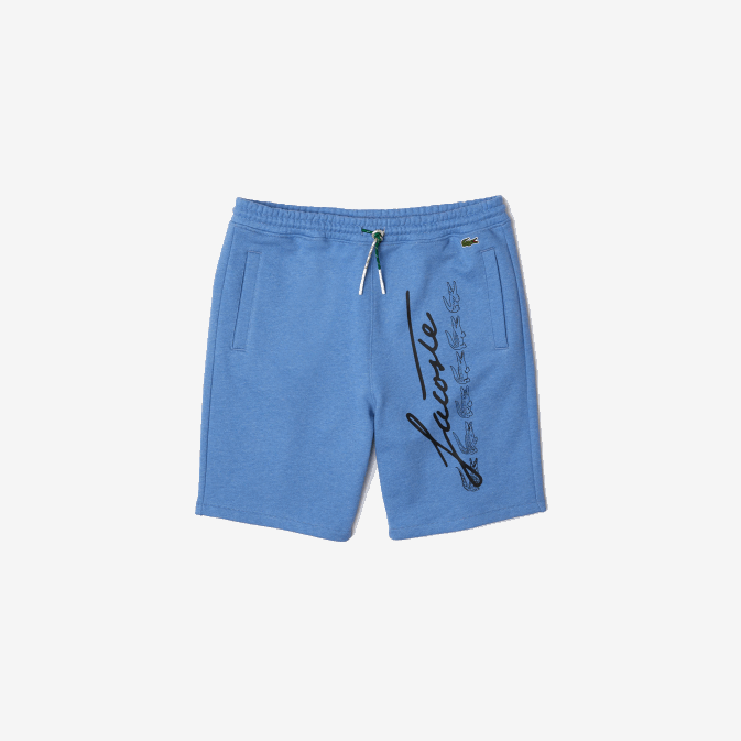 bleu chiné hg3 V6HV1435 Hommes Lacoste short en molleton de coton à imprimé signature