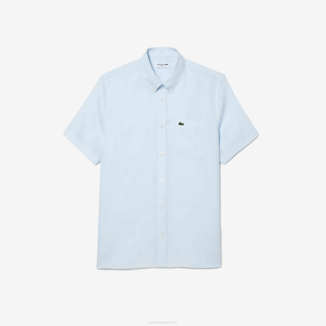 bleu clair t01 V6HV488 Hommes Lacoste chemise en lin à manches courtes