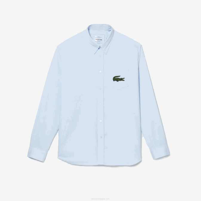 bleu gn2 V6HV413 Hommes Lacoste chemise ample en coton crocodile coupe ample