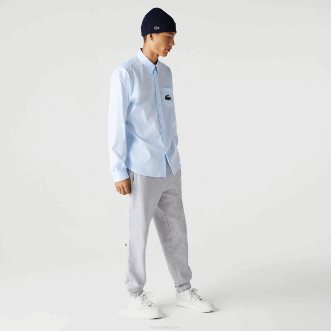 bleu gn2 V6HV413 Hommes Lacoste chemise ample en coton crocodile coupe ample