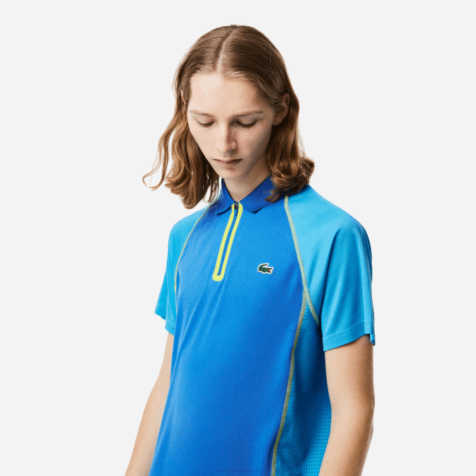 bleu jaune aw9 V6HV138 Hommes Lacoste polo de tennis en polyester recyclé avec technologie ultra-dry