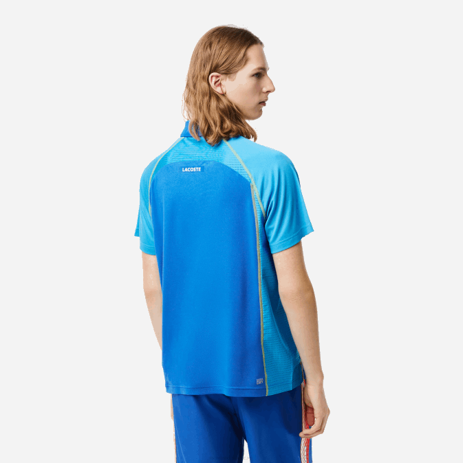 bleu jaune aw9 V6HV138 Hommes Lacoste polo de tennis en polyester recyclé avec technologie ultra-dry