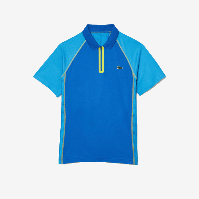bleu jaune aw9 V6HV138 Hommes Lacoste polo de tennis en polyester recyclé avec technologie ultra-dry