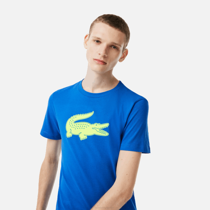 bleu jaune etq V6HV88 Hommes Lacoste t-shirt sport en jersey respirant crocodile imprimé 3d