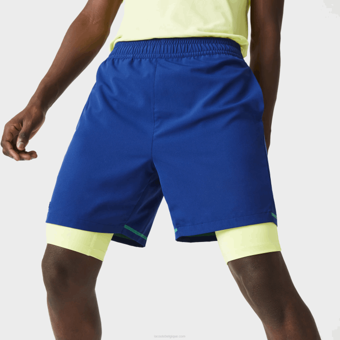bleu jaune flashy blanc 8q6 V6HV1544 Hommes Lacoste short de sport à superpositions