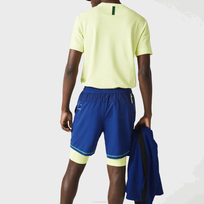 bleu jaune flashy blanc 8q6 V6HV1544 Hommes Lacoste short de sport à superpositions