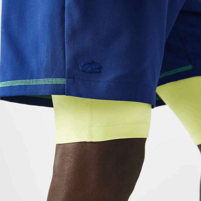 bleu jaune flashy blanc 8q6 V6HV1544 Hommes Lacoste short de sport à superpositions