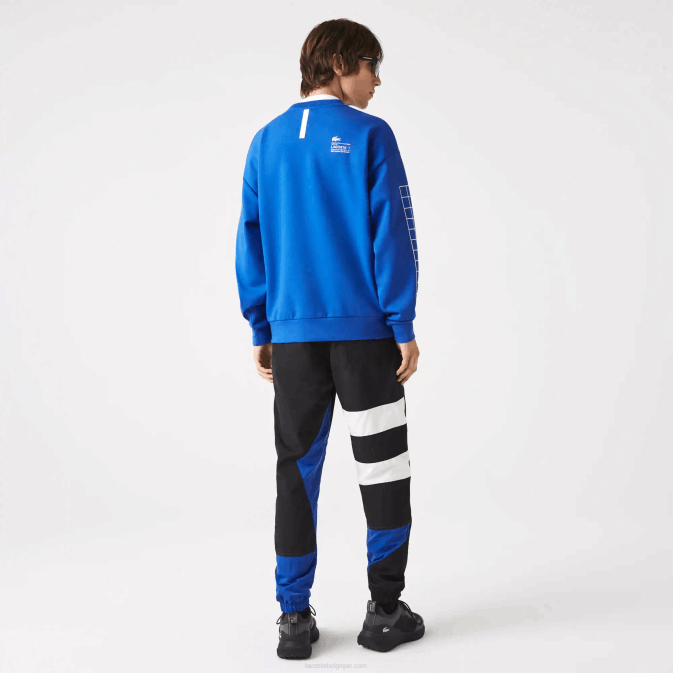 bleu k1q V6HV1001 Hommes Lacoste sweat ample en piqué