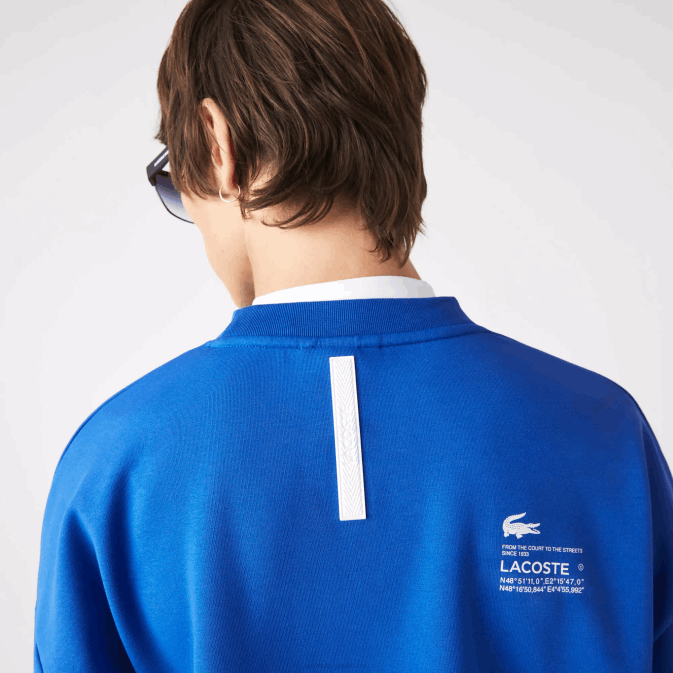 bleu k1q V6HV1001 Hommes Lacoste sweat ample en piqué