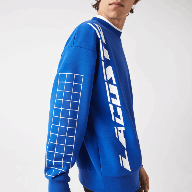 bleu k1q V6HV1001 Hommes Lacoste sweat ample en piqué