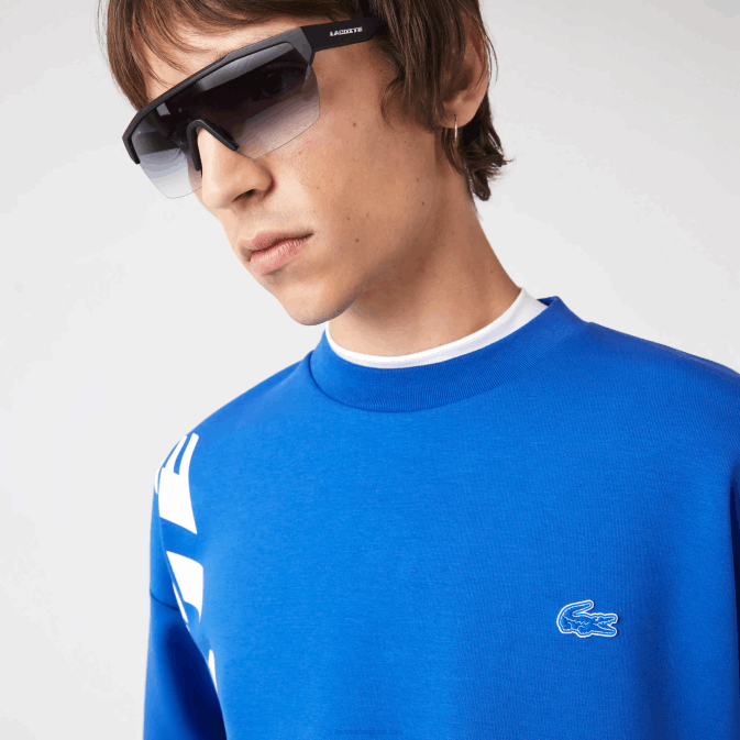 bleu k1q V6HV1001 Hommes Lacoste sweat ample en piqué