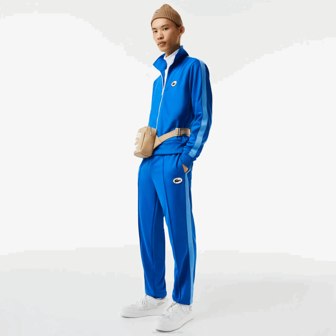 bleu k1q V6HV1017 Hommes Lacoste sweat col montant regular fit zippé en piqué