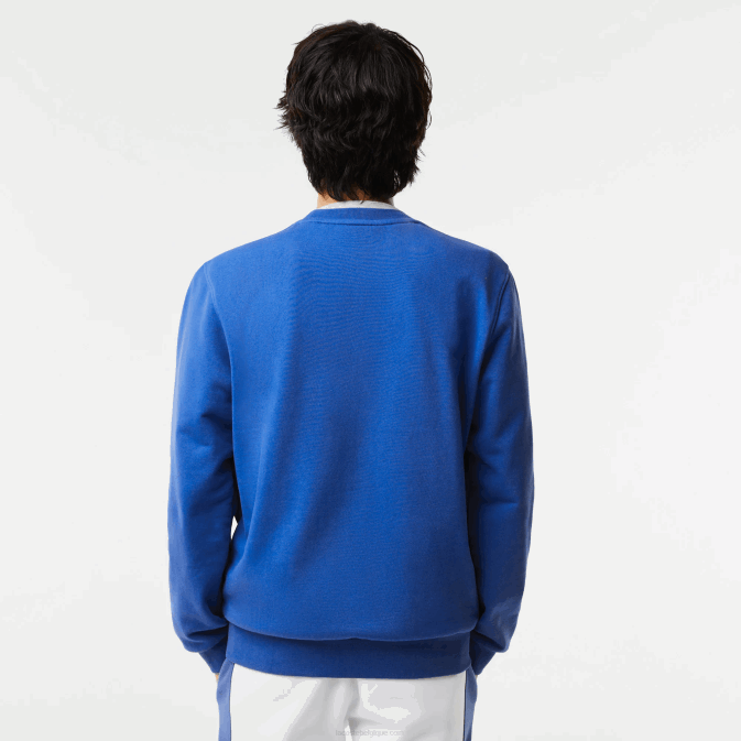 bleu k1q V6HV1042 Hommes Lacoste sweat-shirt en coton à lettres contrastées coupe classique