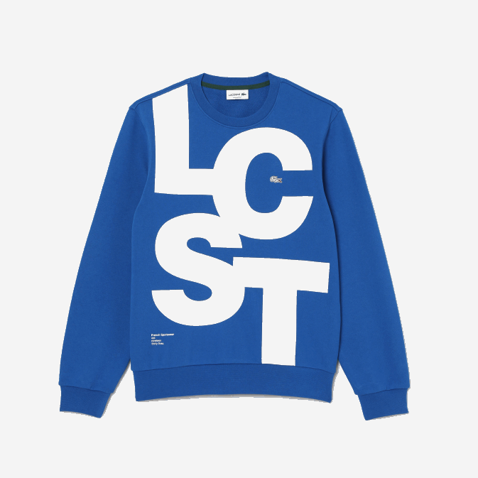 bleu k1q V6HV1042 Hommes Lacoste sweat-shirt en coton à lettres contrastées coupe classique