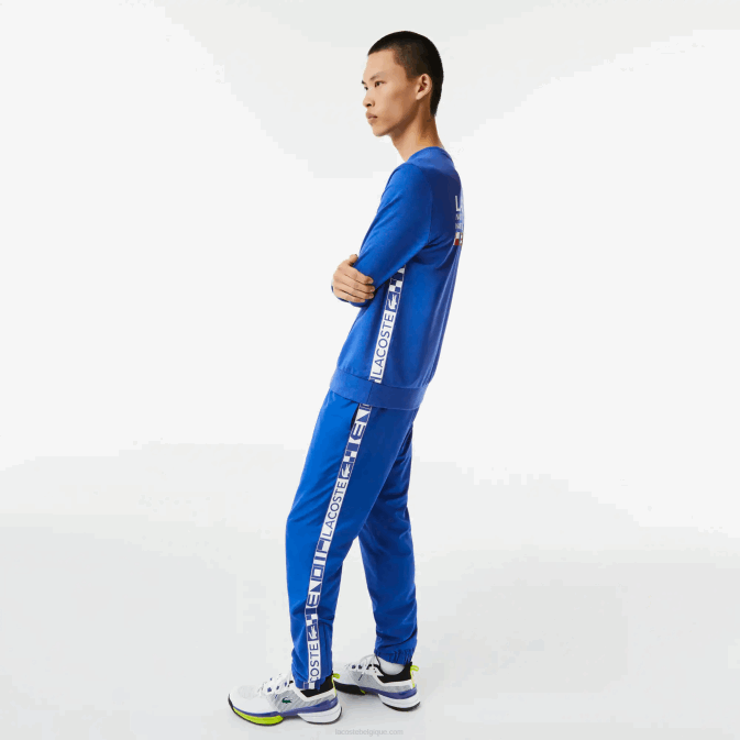 bleu k1q V6HV1057 Hommes Lacoste sweat-shirt de tennis imprimé sport
