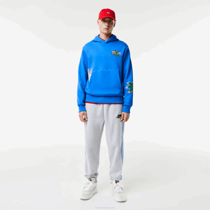 bleu k1q V6HV1134 Hommes Lacoste sweat à capuche imprimé effet comique