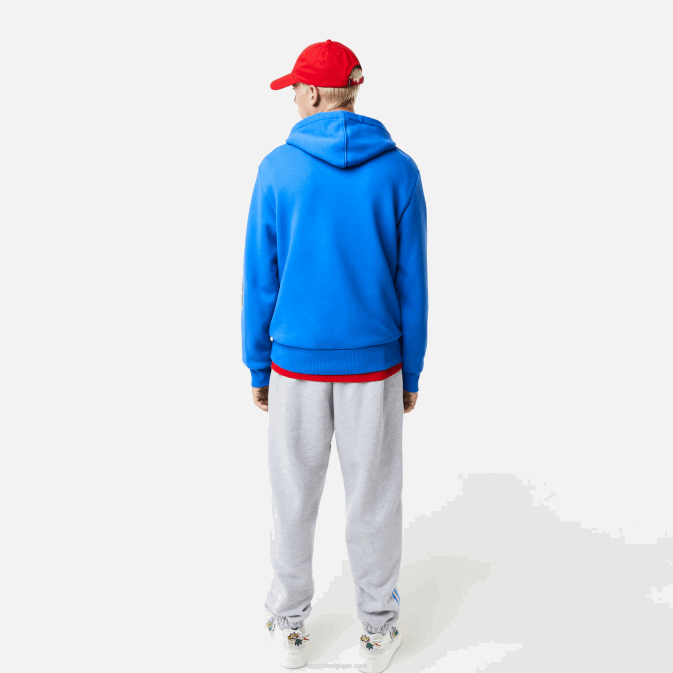 bleu k1q V6HV1134 Hommes Lacoste sweat à capuche imprimé effet comique
