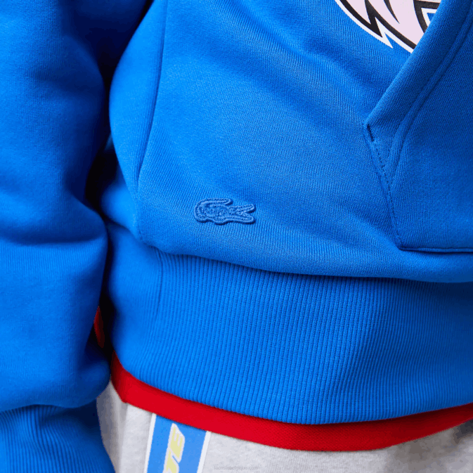 bleu k1q V6HV1134 Hommes Lacoste sweat à capuche imprimé effet comique