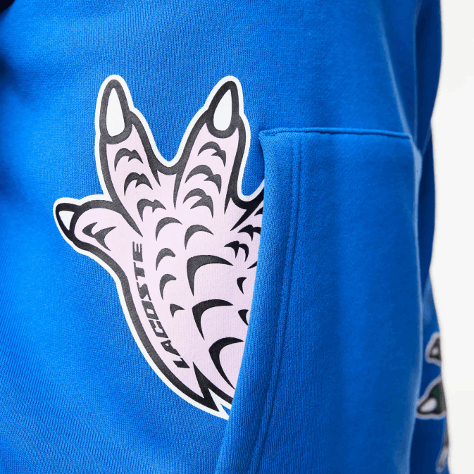 bleu k1q V6HV1134 Hommes Lacoste sweat à capuche imprimé effet comique