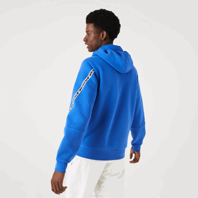 bleu k1q V6HV1241 Hommes Lacoste sweat zippé à capuche bandes imprimées