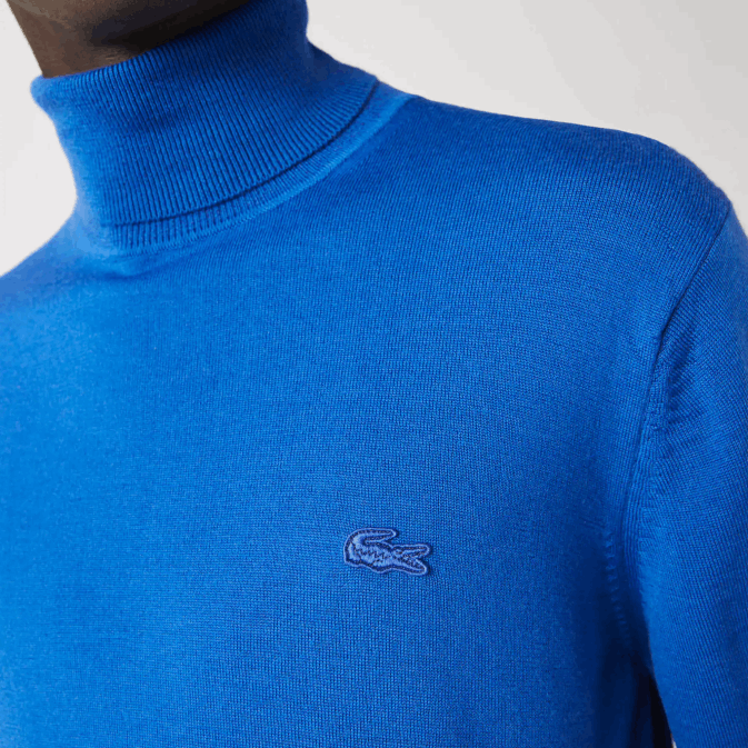 bleu k1q V6HV1594 Hommes Lacoste pull à col roulé en laine mérinos