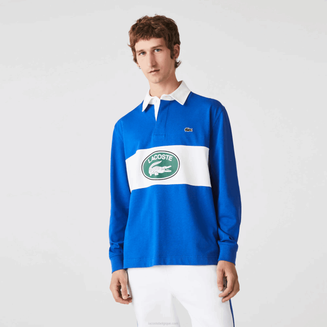 bleu k1q V6HV1688 Hommes Lacoste polo de rugby ample de marque